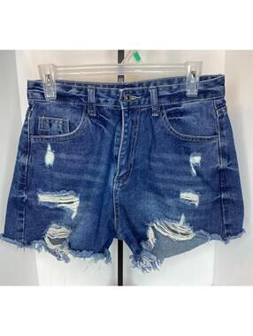 SHEIN Teen/ Women Ripped Raw Hem Denim Medium